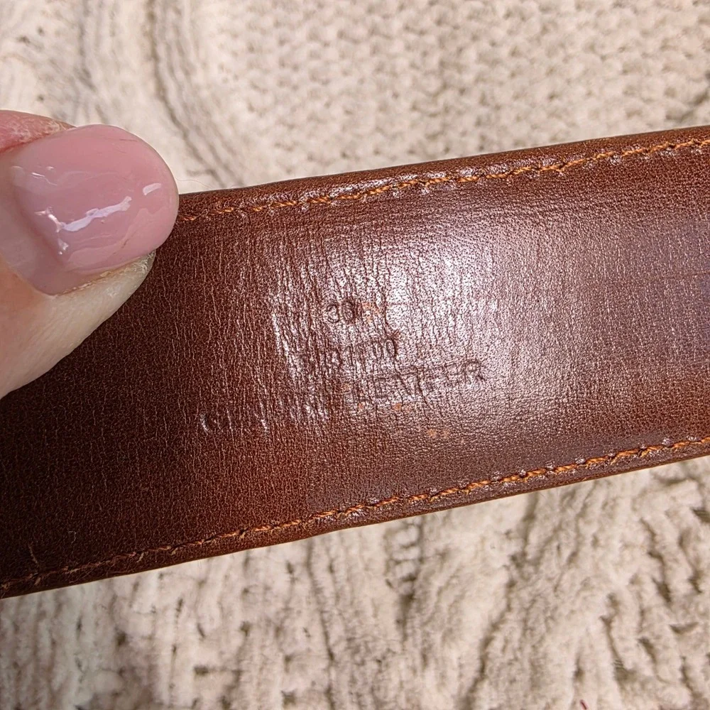 Cinch by Lyntone Western Belt Brown Leather Engraved Buckle Mens 38 Good